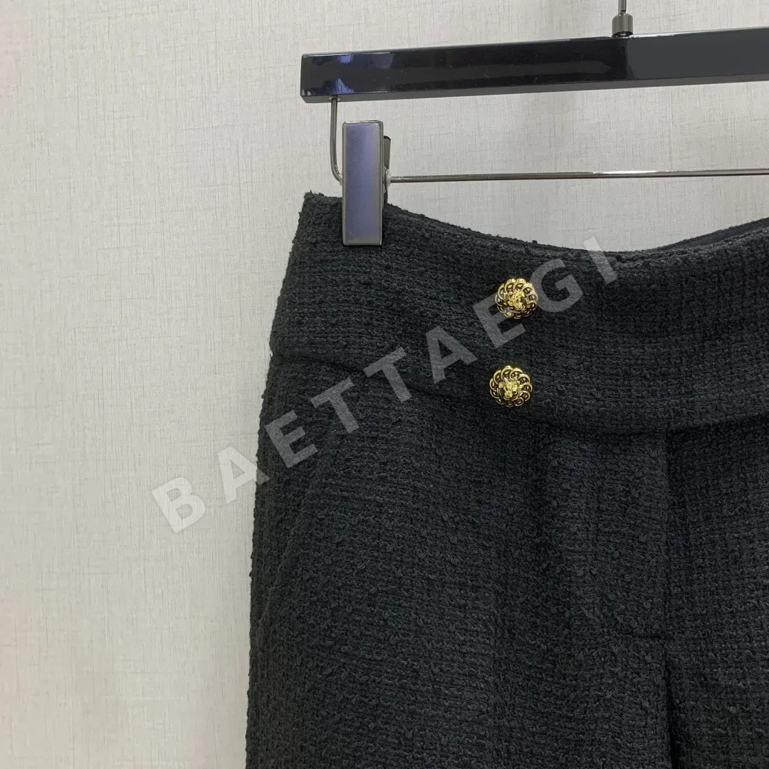 샤넬 울 로우웨이스트 스트레이트 레그 바지 상세 이미지 2