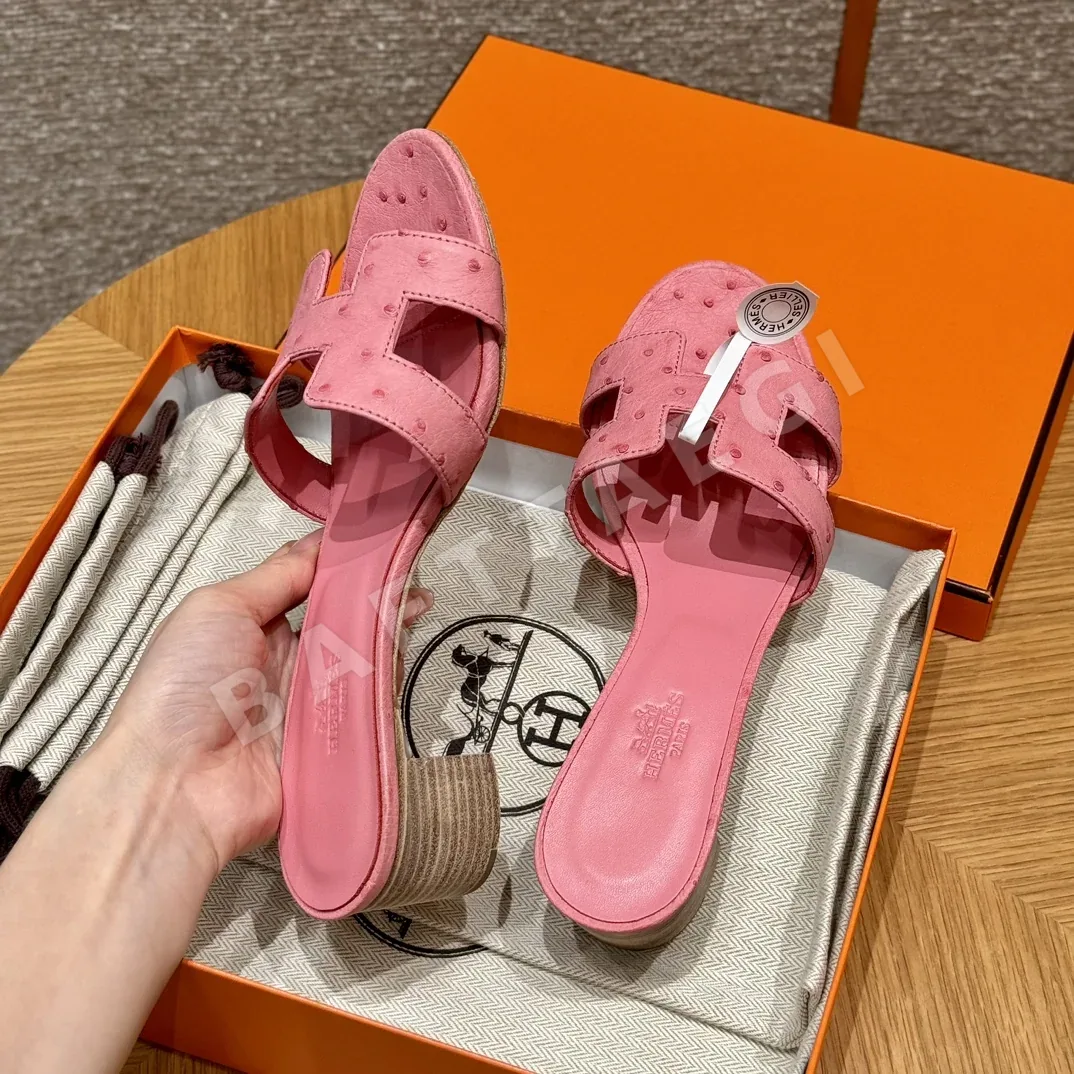 에르메스 오아시스 샌들 버블검 타조가죽 하이힐 상세 이미지 6