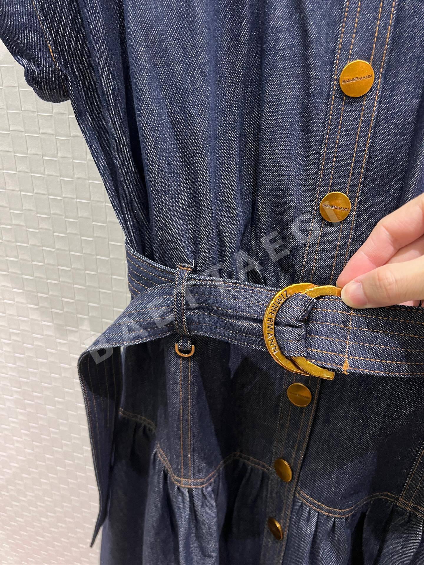 짐머만 하이넥 드롭 숄더 롤업 소매 데님 롱 원피스 상세 이미지 6