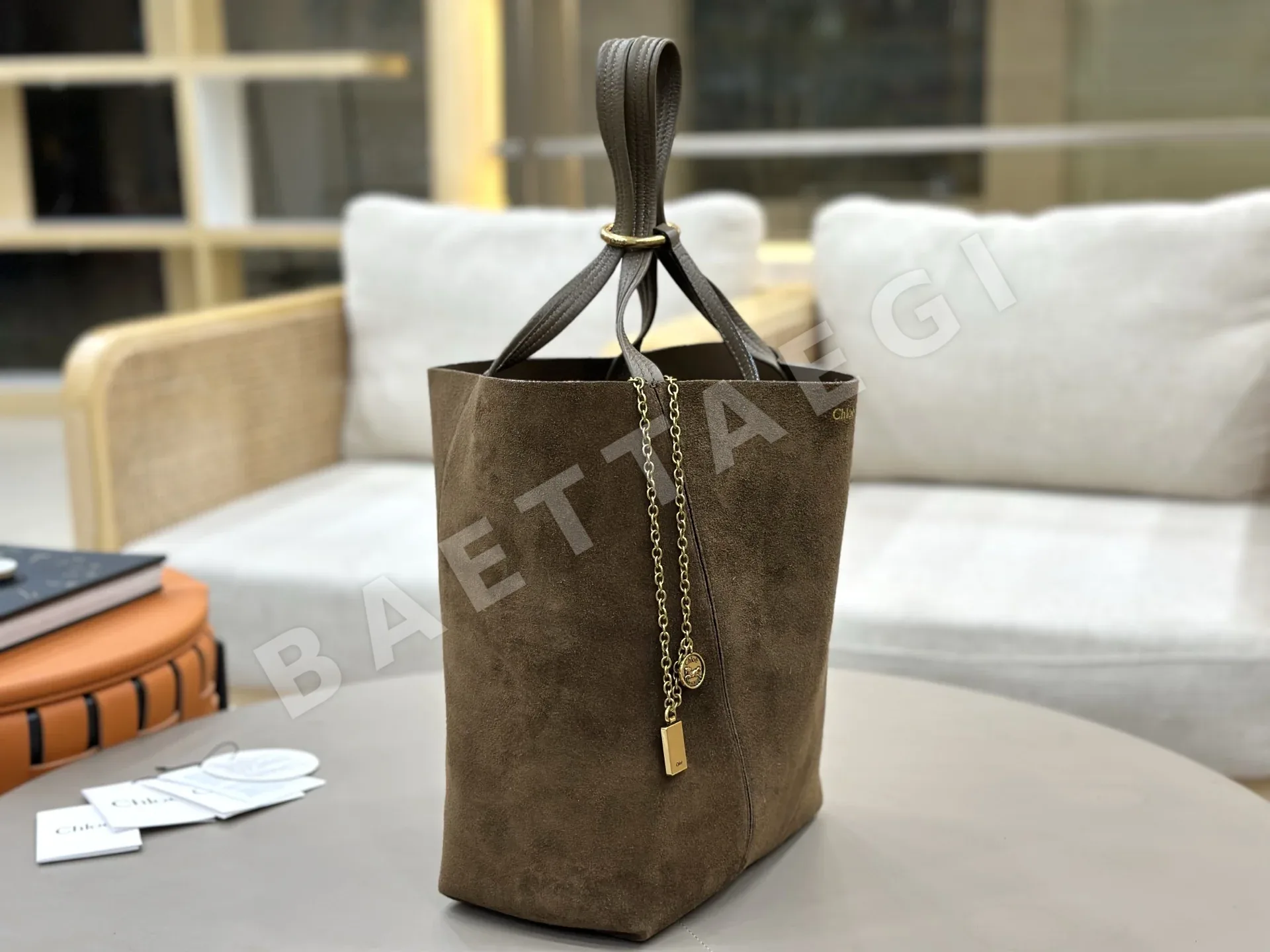 끌로에 스핀 스웨이드 토트백 상세 이미지 3