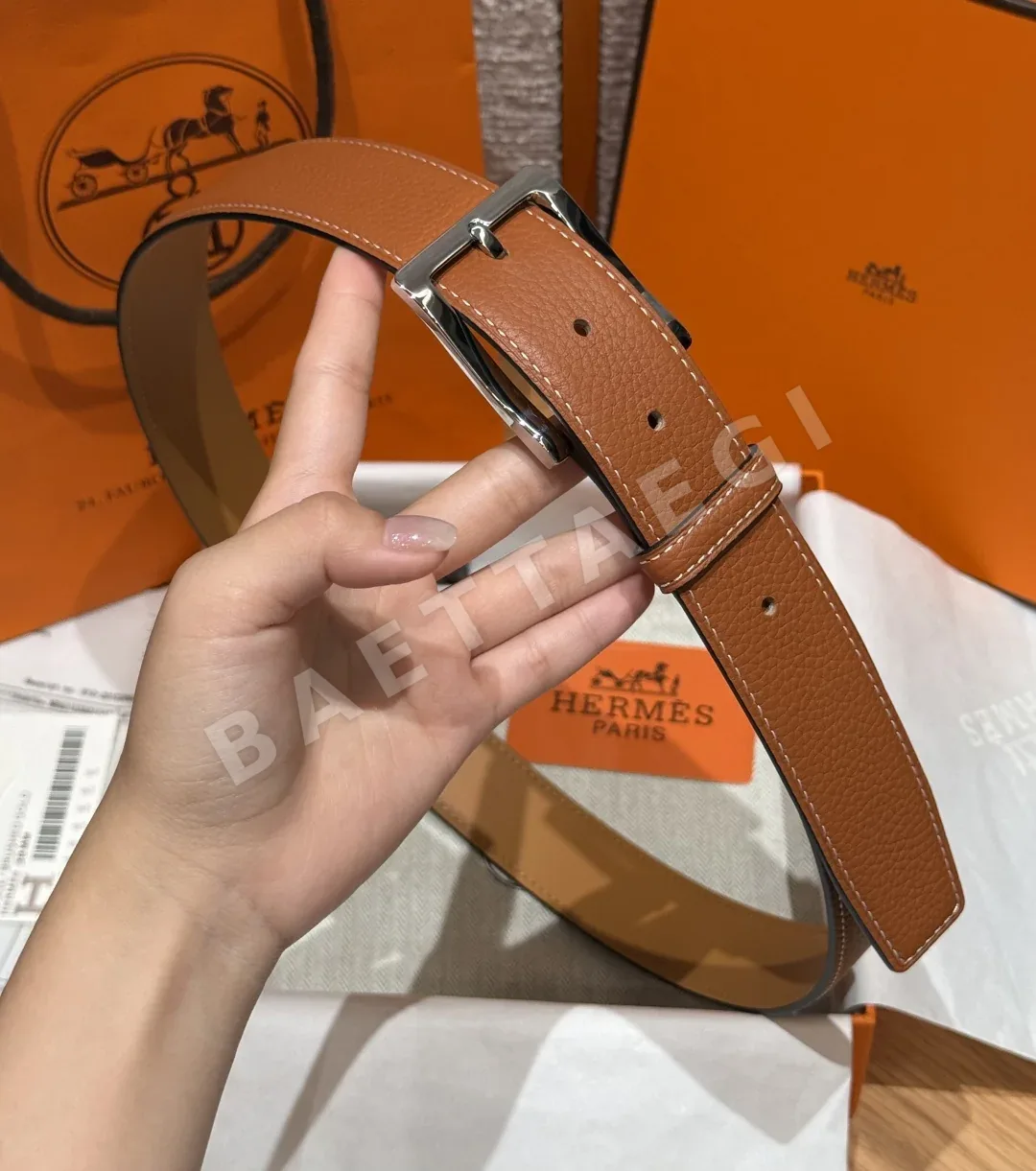 에르메스 H버클 카프스킨 벨트 상세 이미지 4