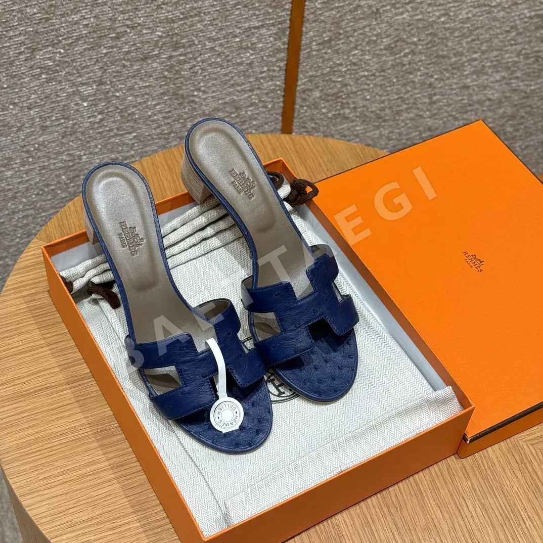에르메스 오아시스 샌들 아이리스블루 타조가죽 상세 이미지 8