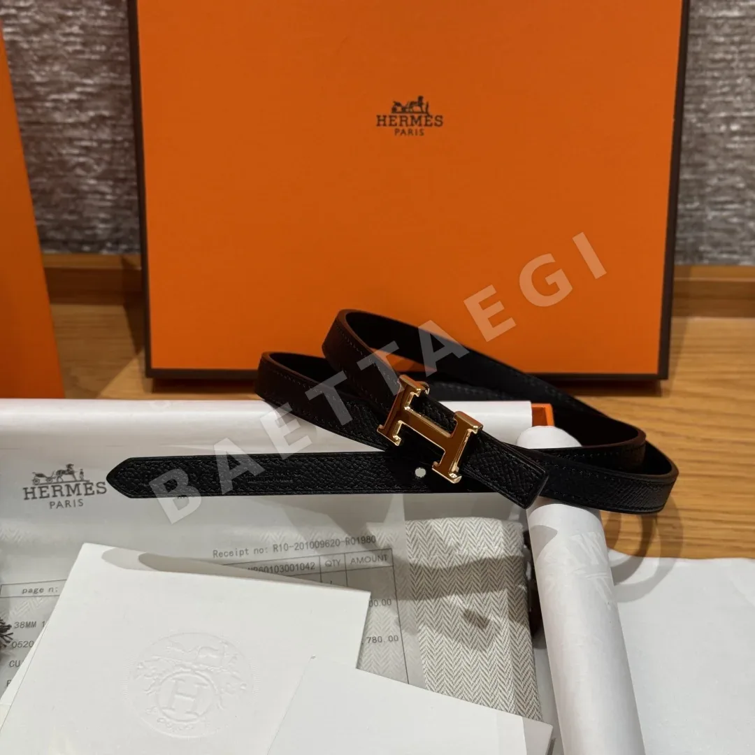 에르메스 미니 H 버클 양면 가죽 벨트 176015
