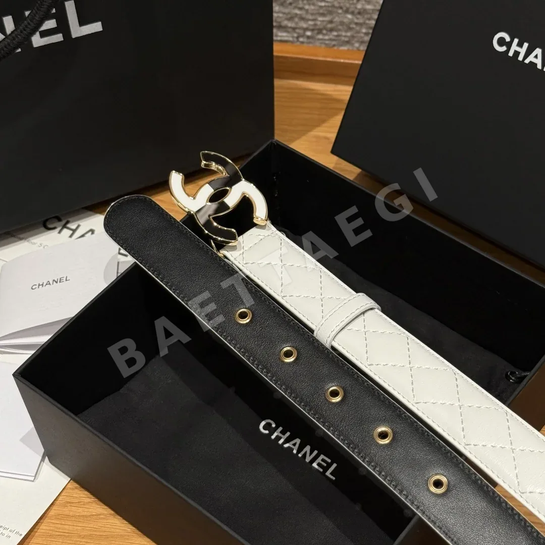 샤넬 클래식 더블 C 로고 램스킨 벨트 상세 이미지 6