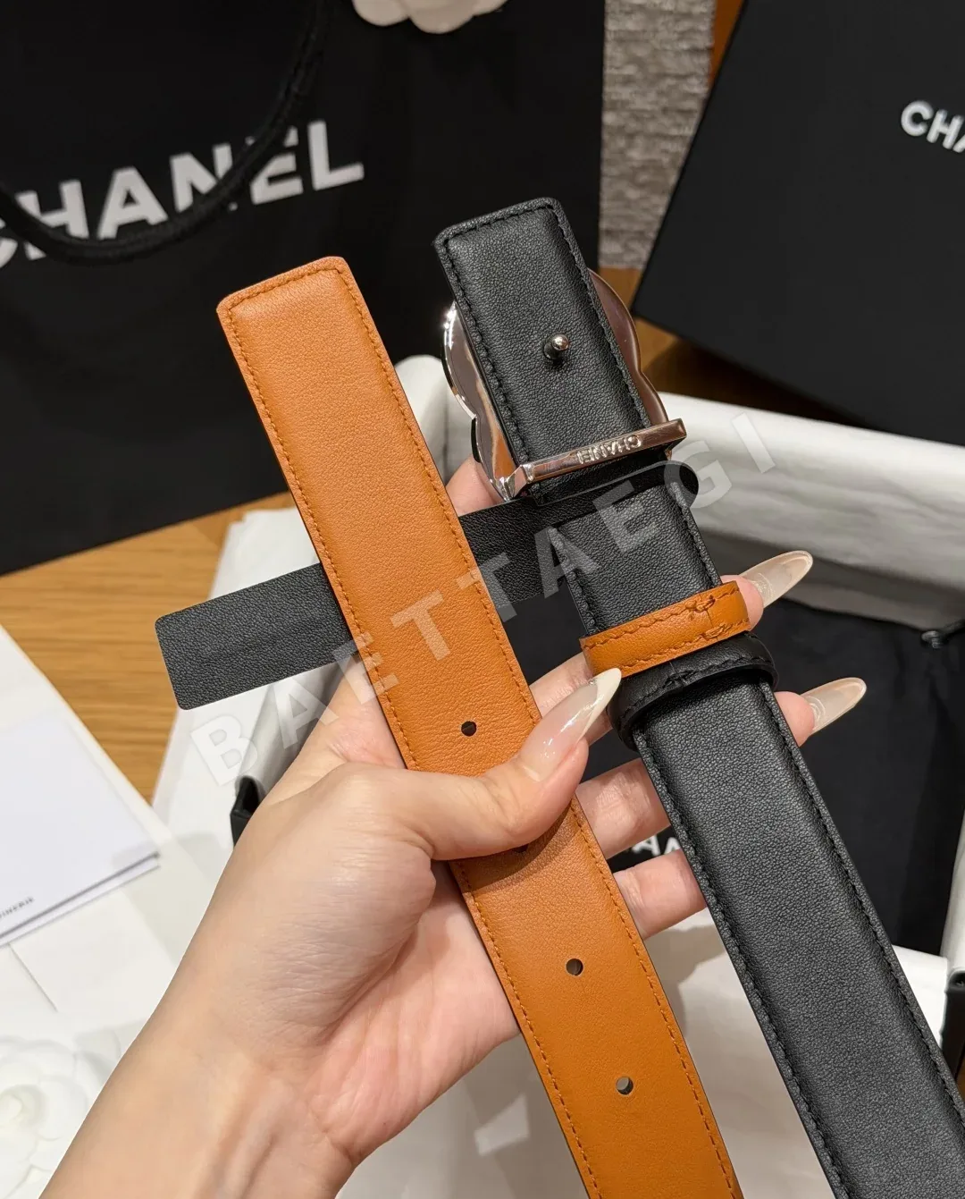 샤넬 더블 C 메탈 가죽 벨트 상세 이미지 8