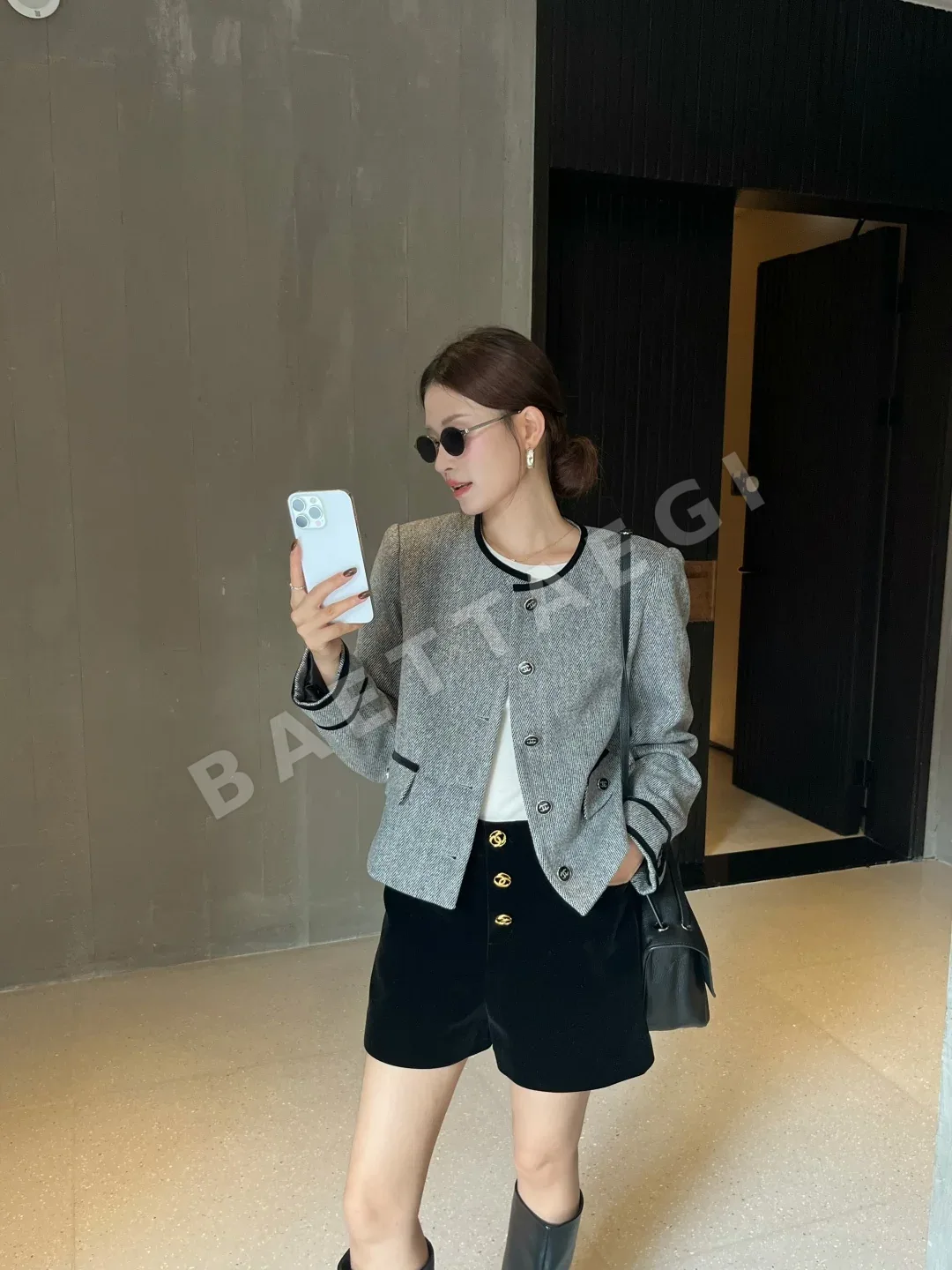 샤넬 더블 C 벨벳 트리밍 울 자켓 상세 이미지 5