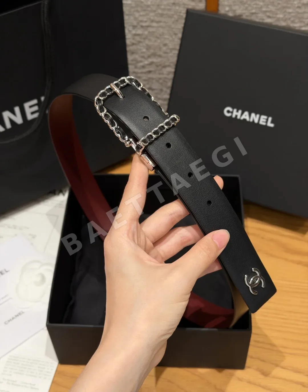 샤넬 카프스킨 리버시블 체인 장식 벨트 상세 이미지 9