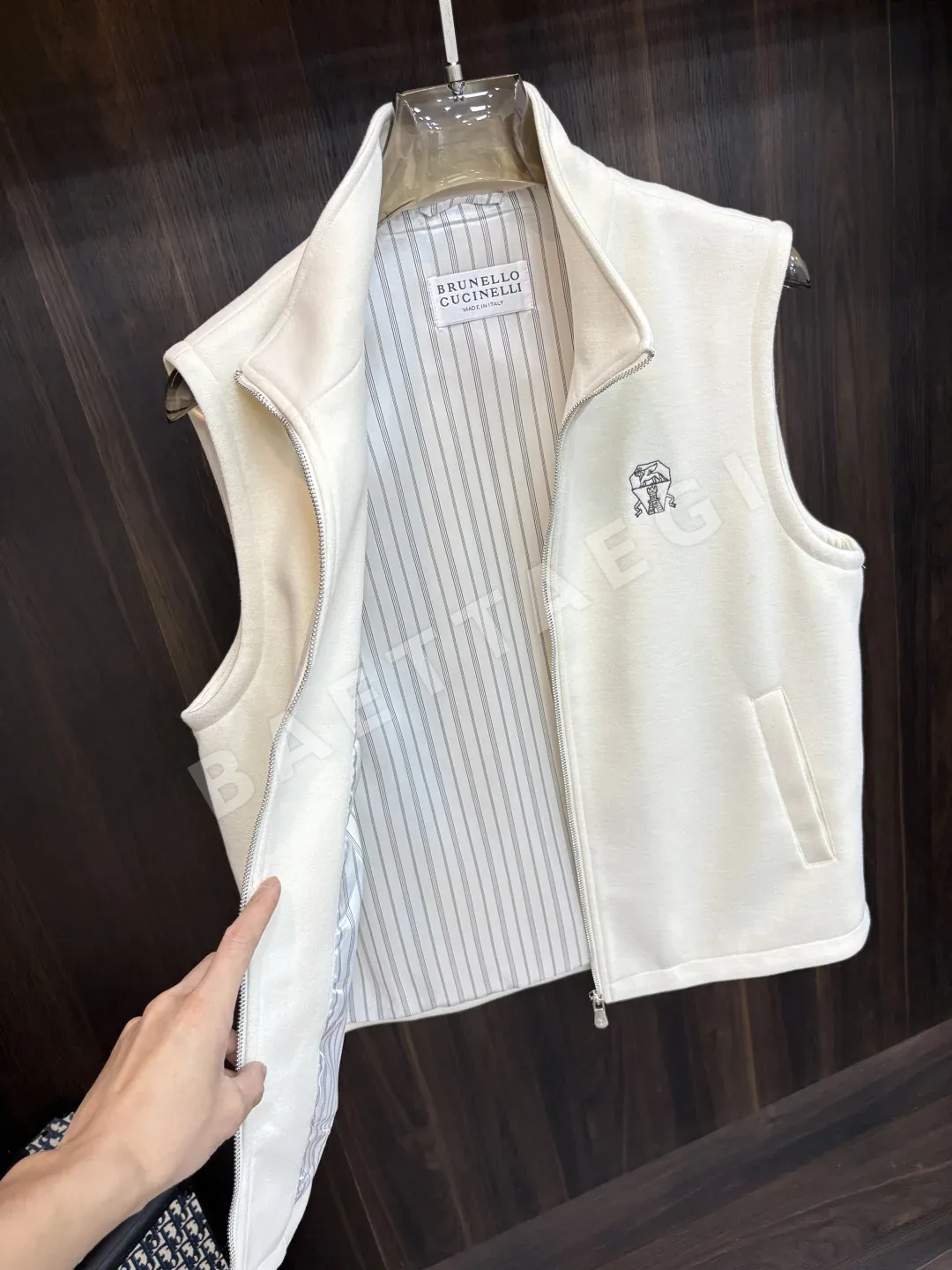 브루넬로쿠치넬리 스탠드카라 코튼 조끼 상세 이미지 2