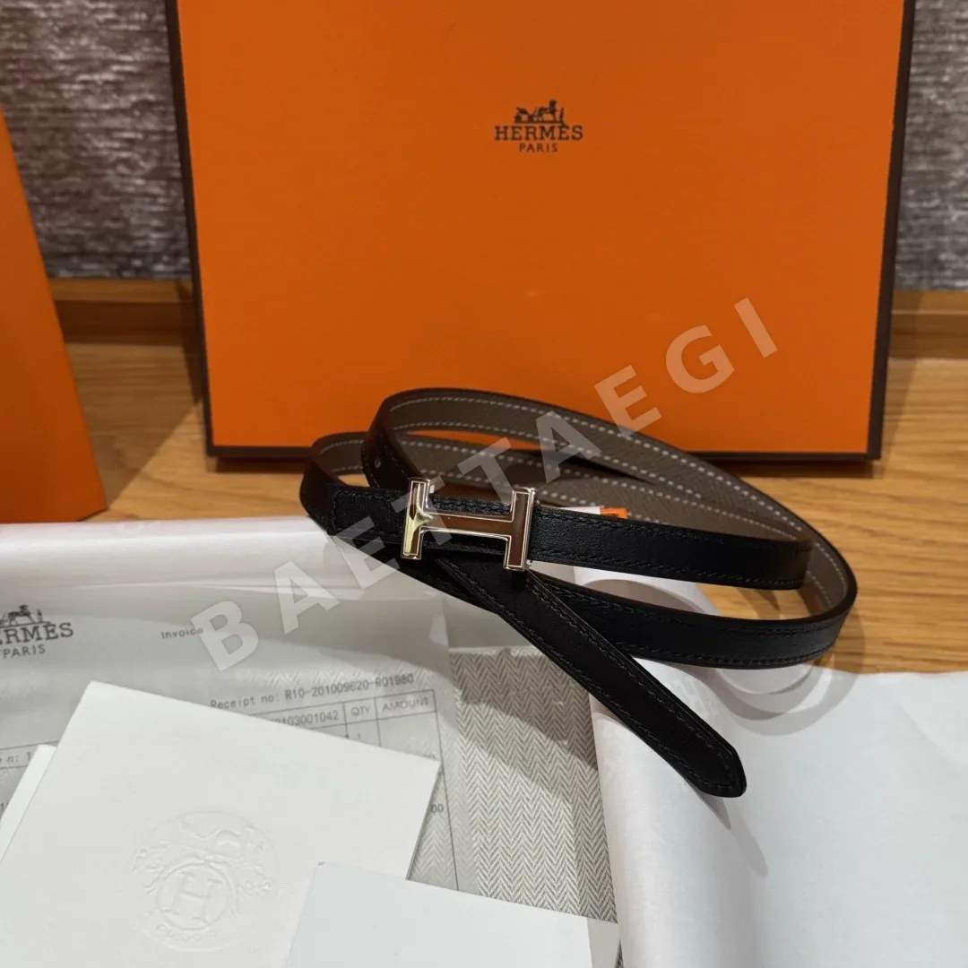 에르메스 미니 H 버클 양면 가죽 벨트 상세 이미지 2