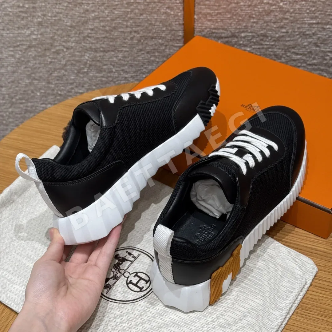 에르메스 바운싱 스니커즈 검정 가죽 상세 이미지 5