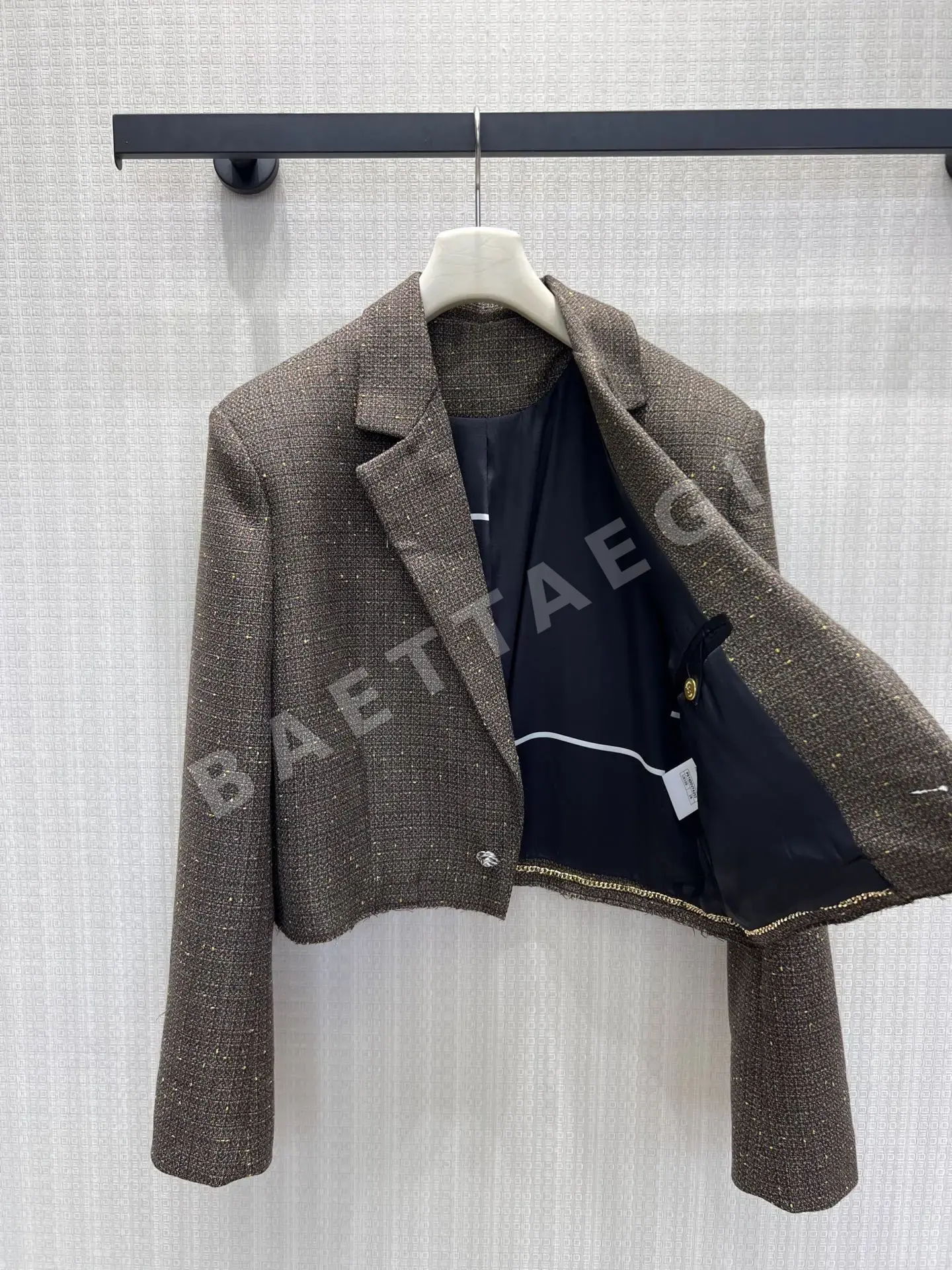 샤넬 브라운 트위드 테일러드 자켓 상세 이미지 4