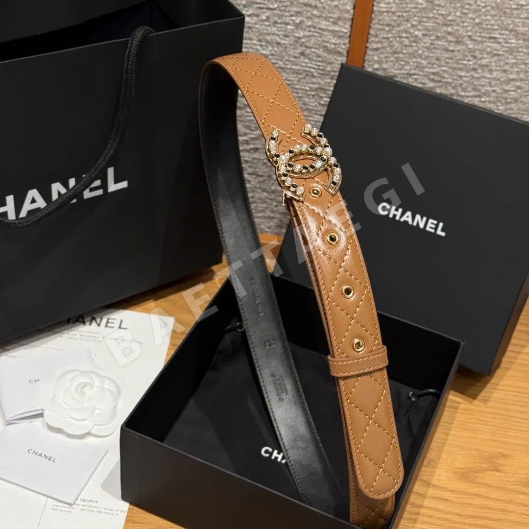 샤넬 램스킨 더블 C 메탈 로고 벨트 상세 이미지 4