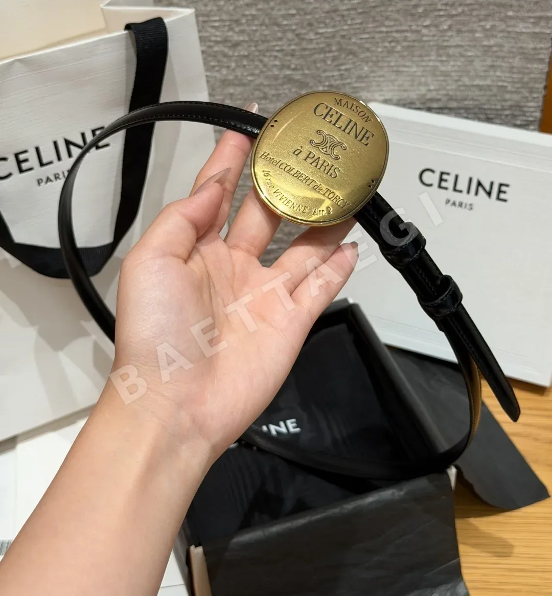 셀린느 MAISON 13mm 골드 버클 슬림 벨트 상세 이미지 3