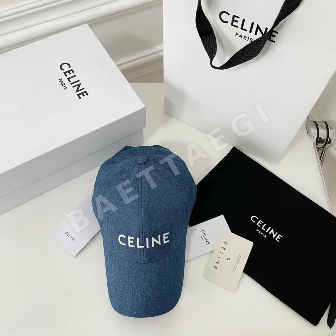 셀린느 로고 자수 데님 야구모자 83110