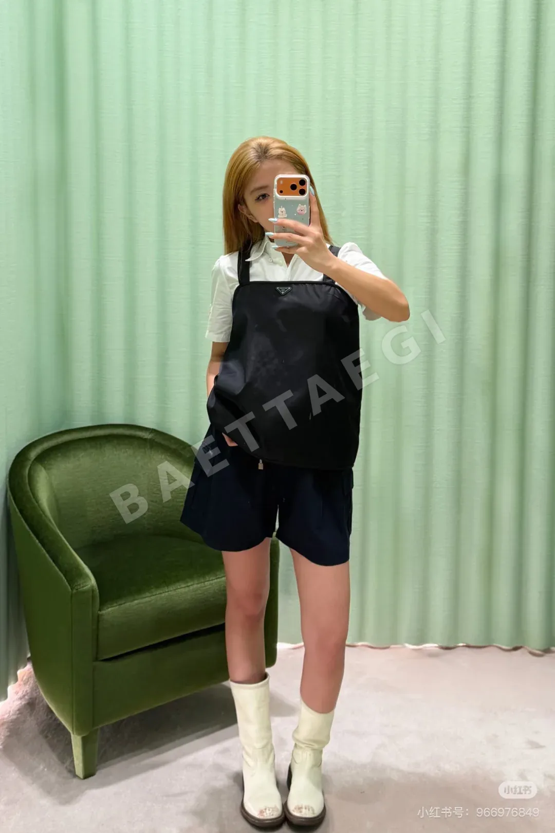 프라다 블랙 카고 여성 반바지 상세 이미지 4