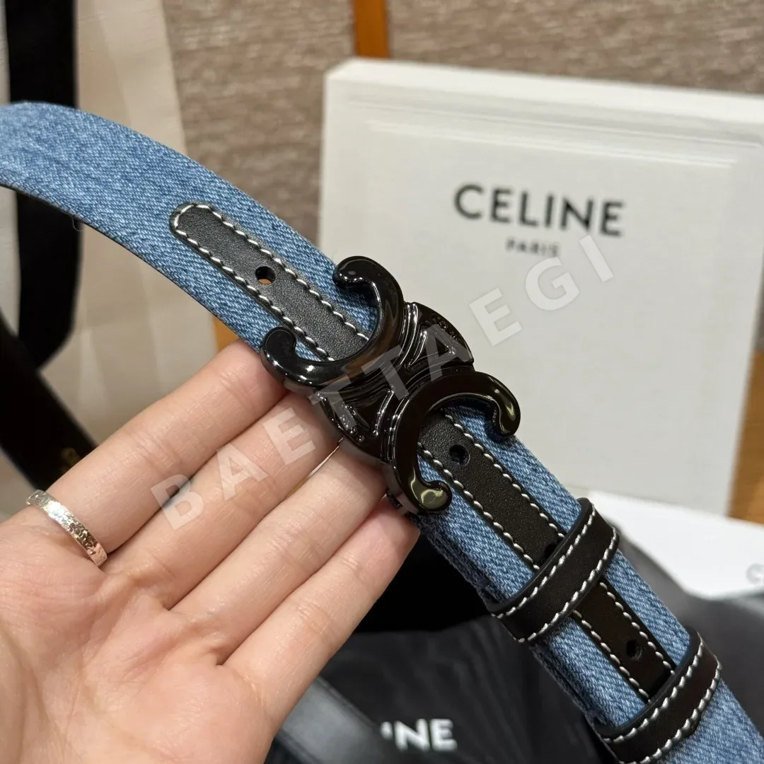 셀린느 개선문 데님 소가죽 벨트 상세 이미지 4