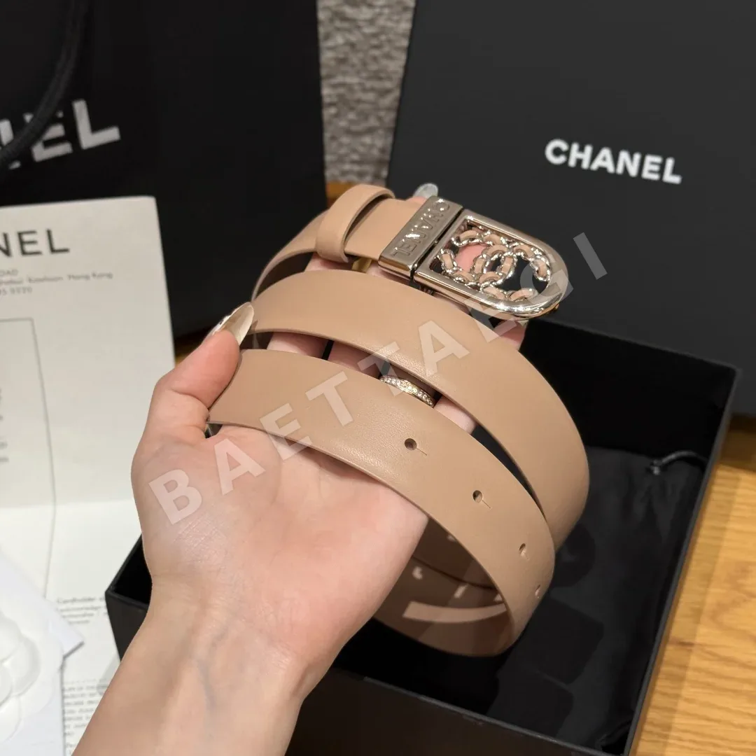 샤넬 더블 C 골드 체인 소가죽 벨트 상세 이미지 3