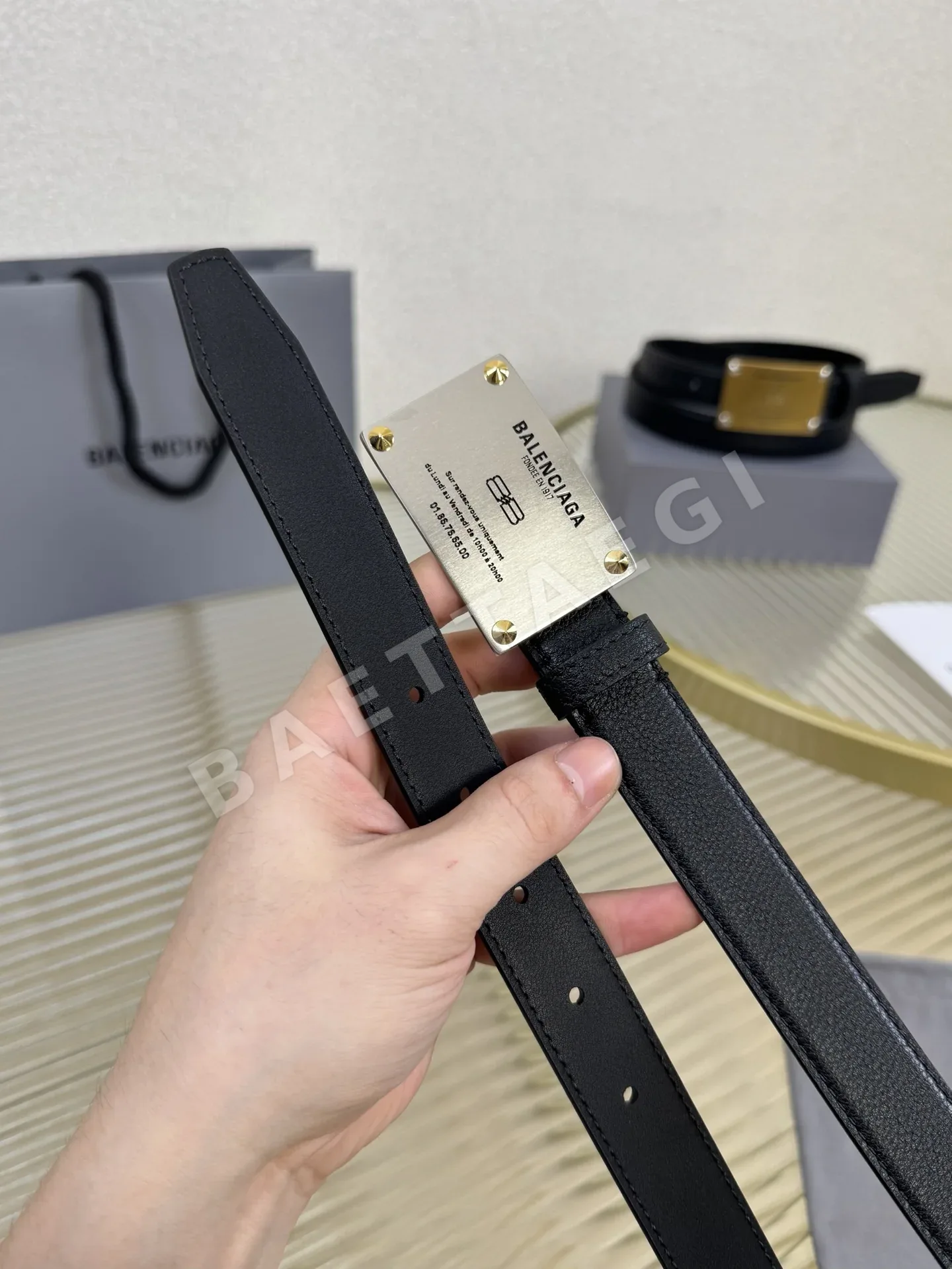 발렌시아가 카프스킨 빈티지 황동 장식 벨트 상세 이미지 5