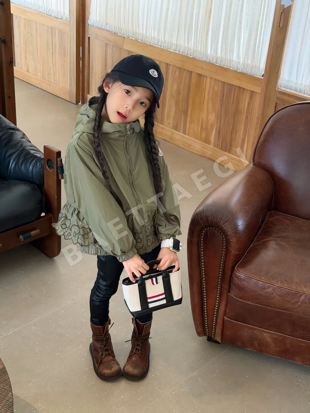 몽클레르 MC 그린 꽃무늬 키즈 자켓 상세 이미지 6