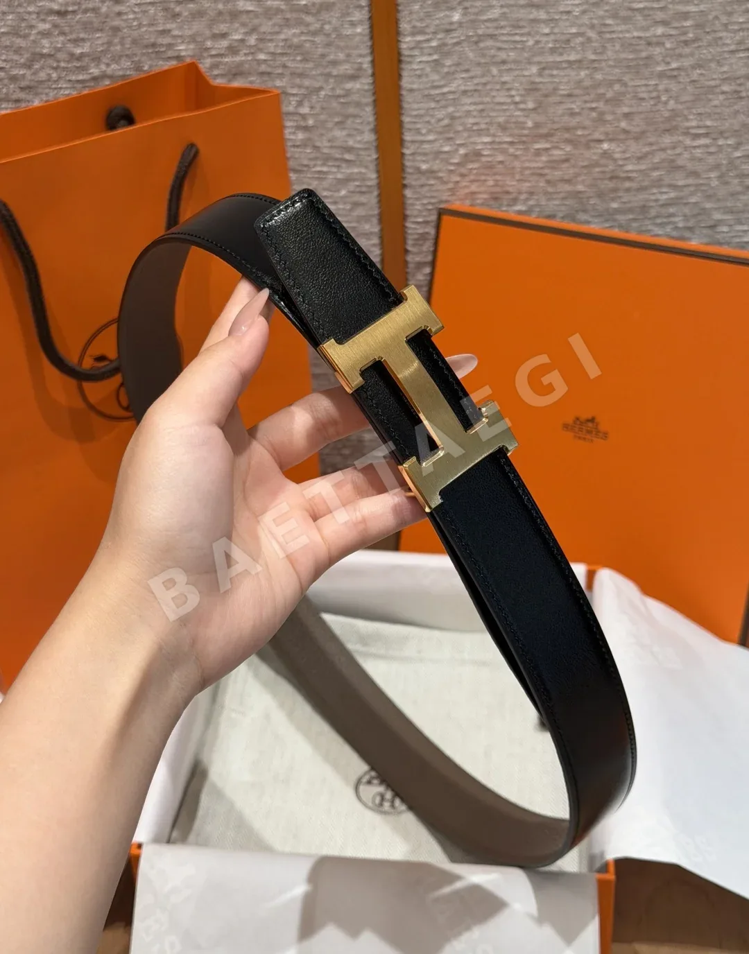 에르메스 H 버클 리버서블 가죽 벨트 32mm 상세 이미지 5