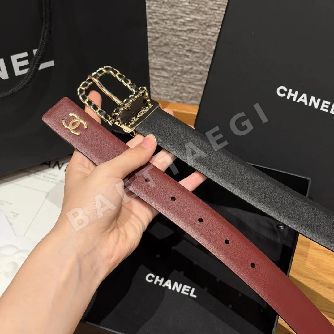 샤넬 체인 더블 C 메탈 버클 가죽 벨트 상세 이미지 5