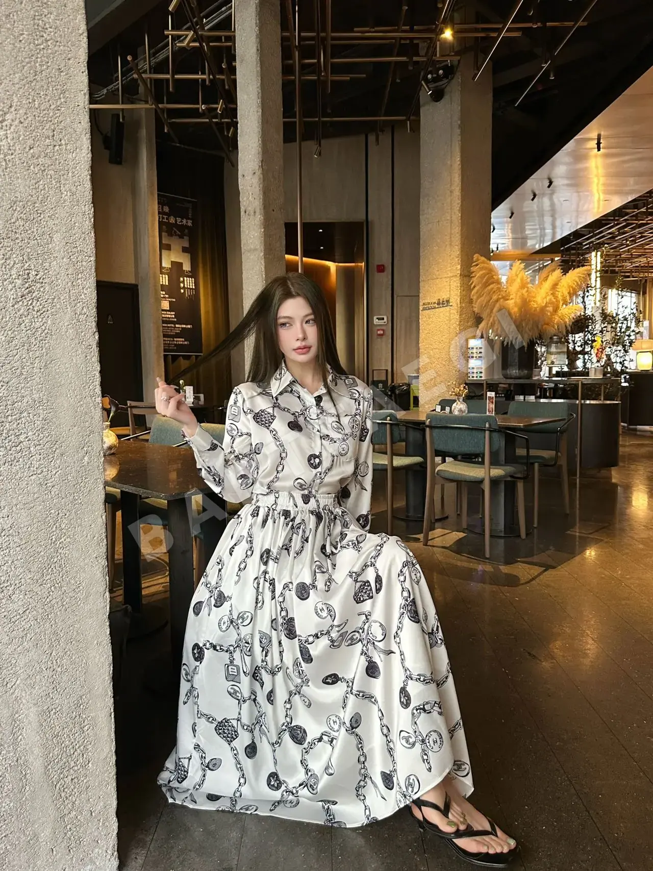 디올 체인 프린트 라펠 셔츠 세트 상세 이미지 3