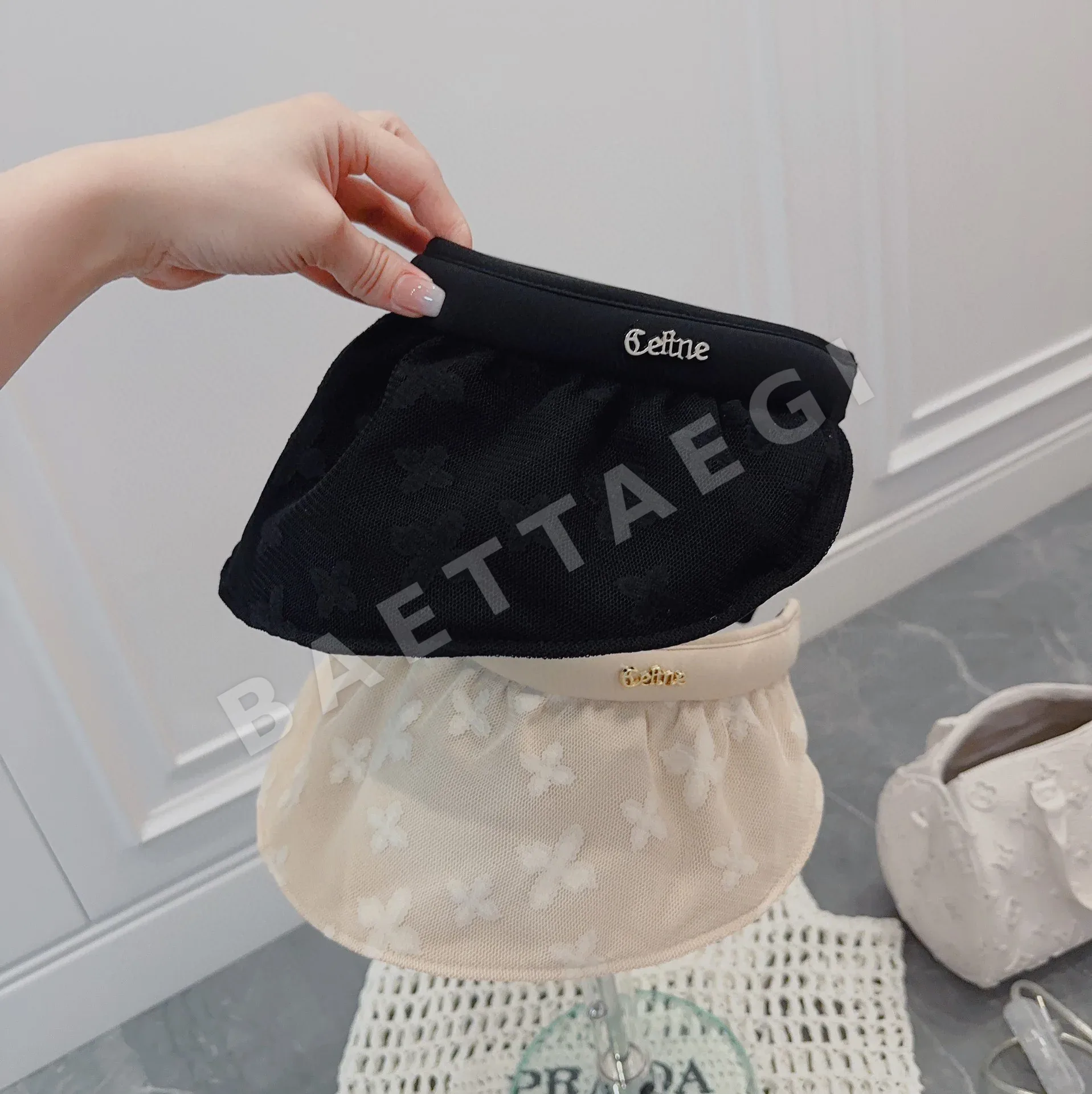 셀린느 레이스 자수 썸머 바이저 모자 상세 이미지 9