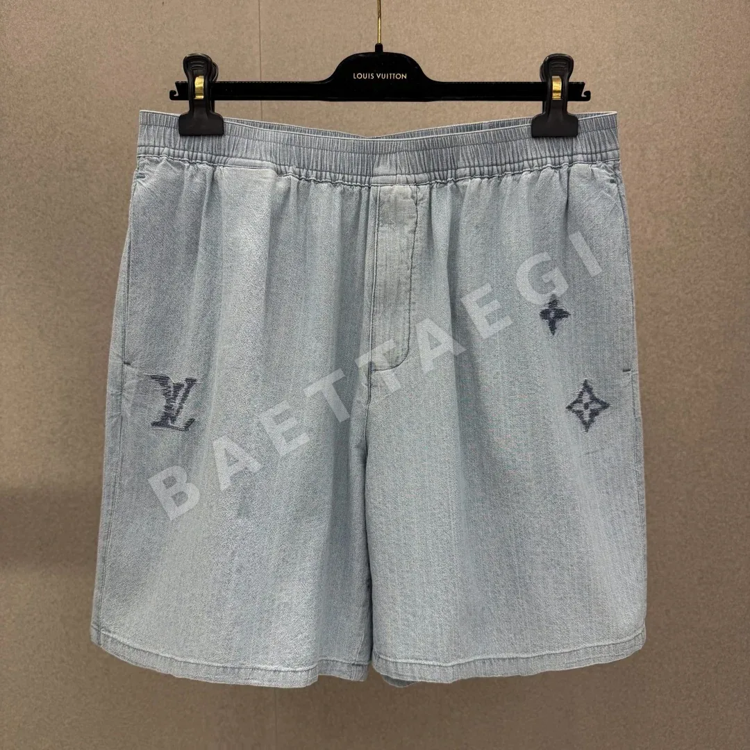 루이비통 LV 자수 샴브레이 남성 반바지 113771