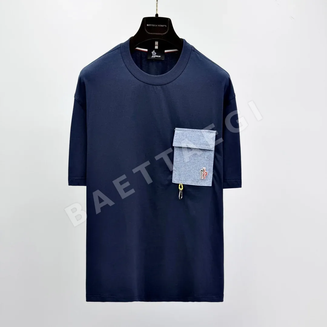몽클레르 데님 포켓 코튼 반팔 티셔츠 남성 41407