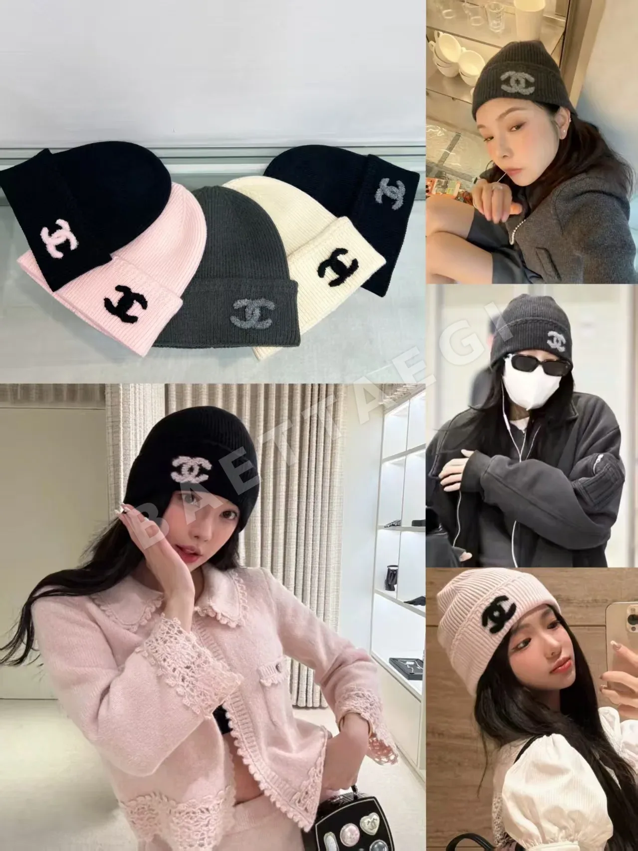 샤넬 울 니트 비니 모자 상세 이미지 8