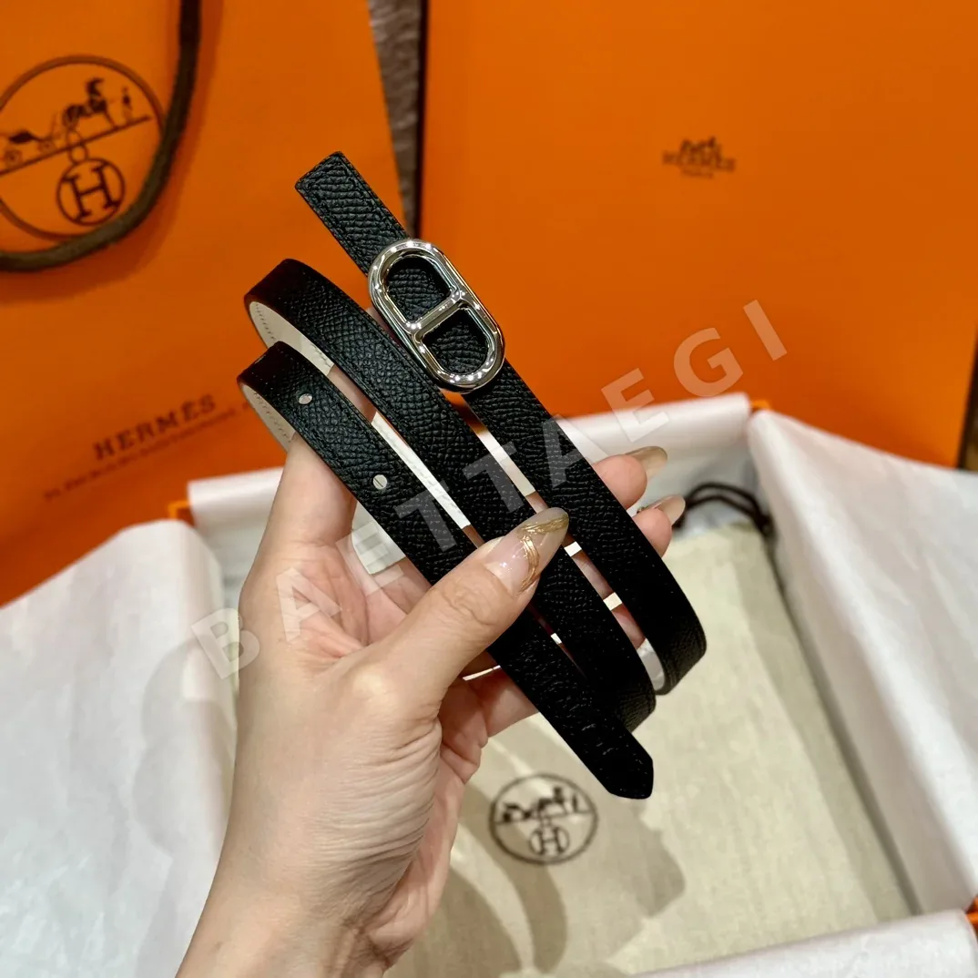 에르메스 셰느 당크르 H 로고 금도금 버클 리버시블 벨트 175228