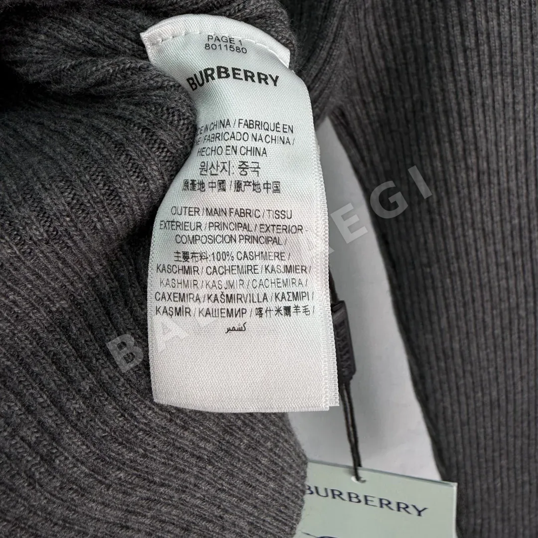 버버리 다크그레이 세로 리브 슬림핏 여성 가디건 상세 이미지 9