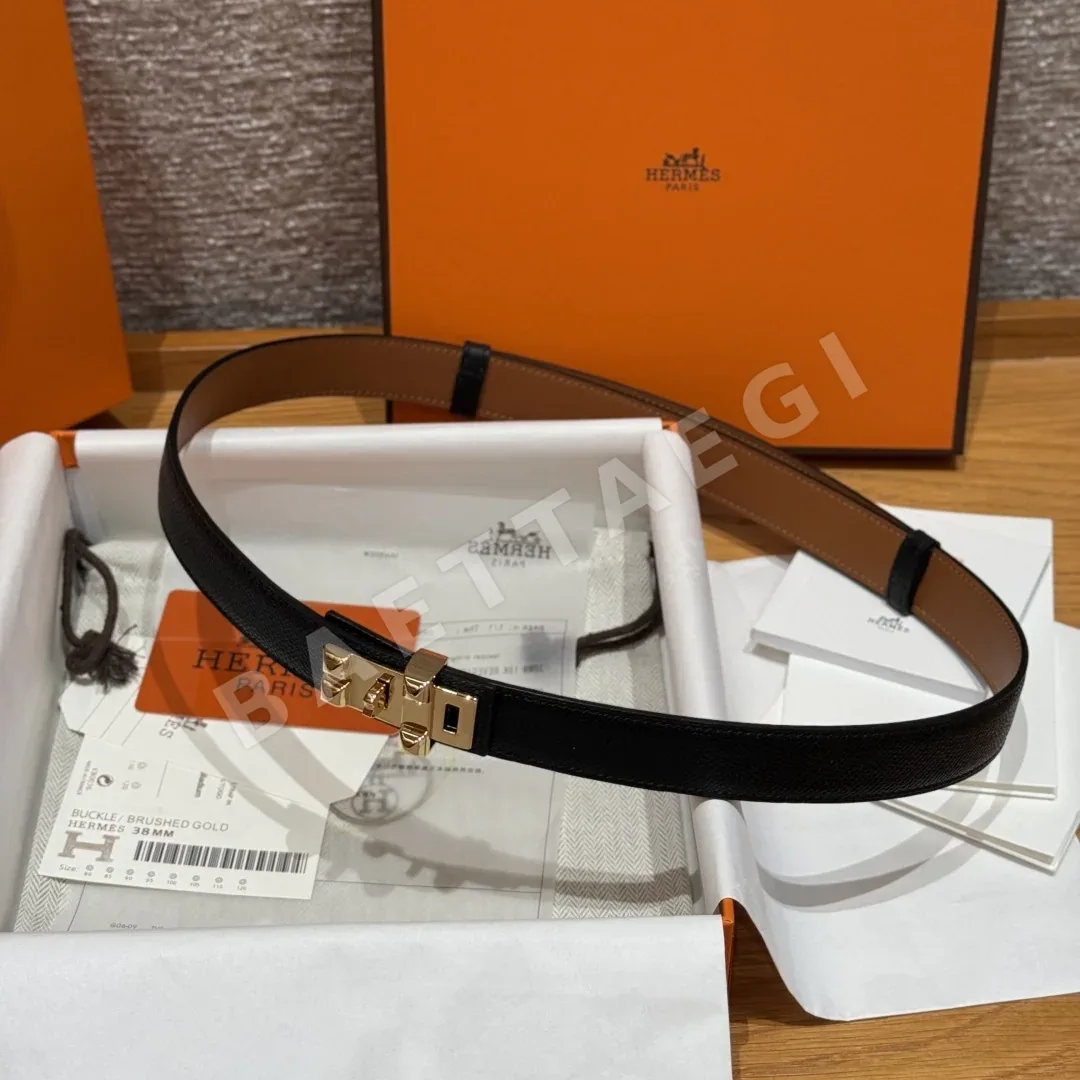에르메스 켈리 금도금 버클 카프스킨 벨트 상세 이미지 4