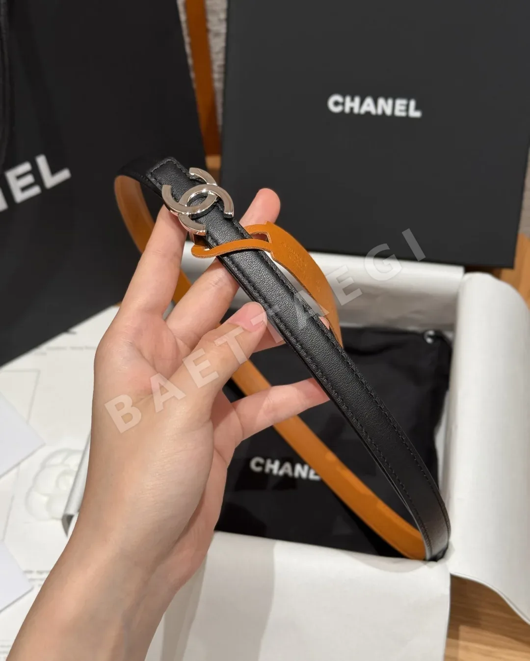 샤넬 더블 C 메탈 버클 가죽 벨트 상세 이미지 4