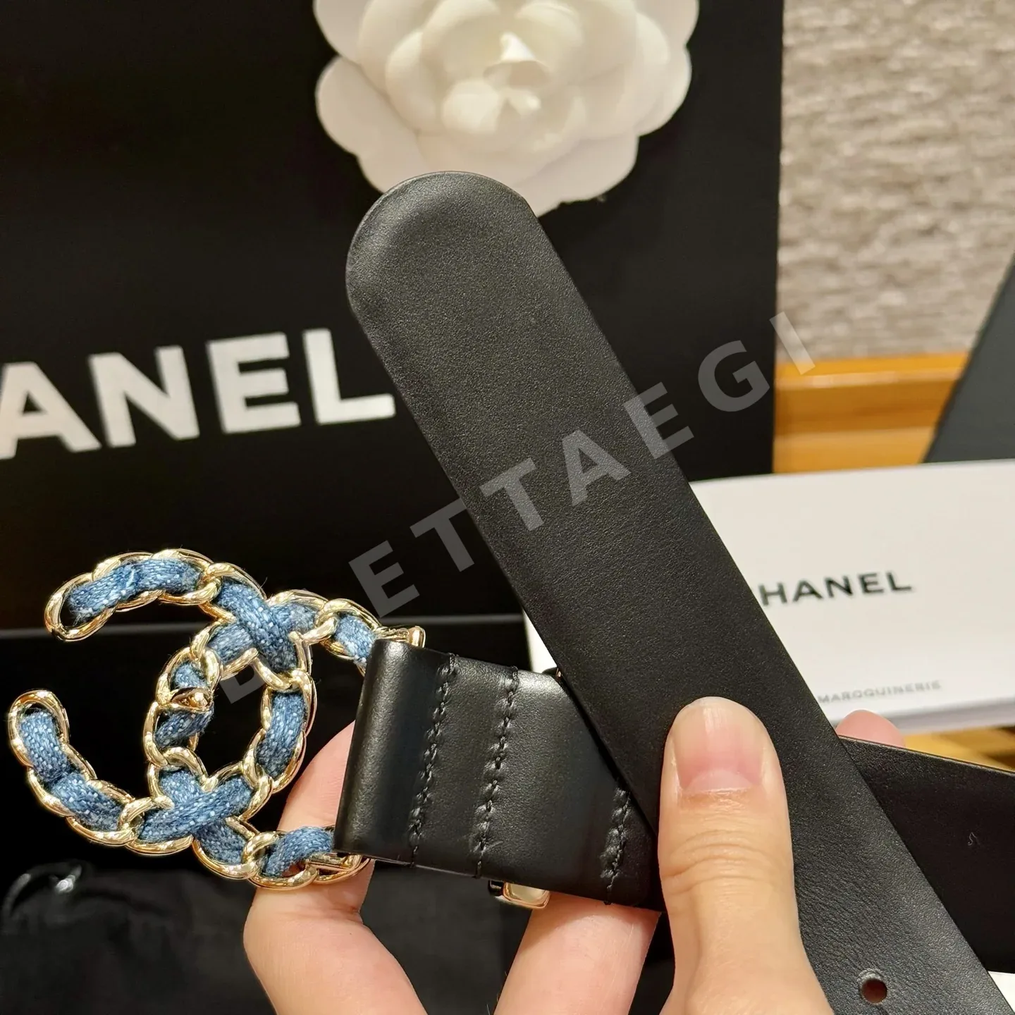 샤넬 더블 C 버클 카프스킨 벨트 상세 이미지 3