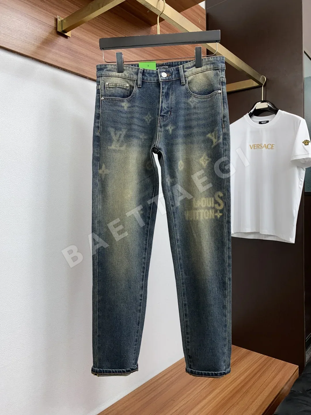 루이비통 슬림핏 스트레이트 레그 남성 청바지 상세 이미지 2