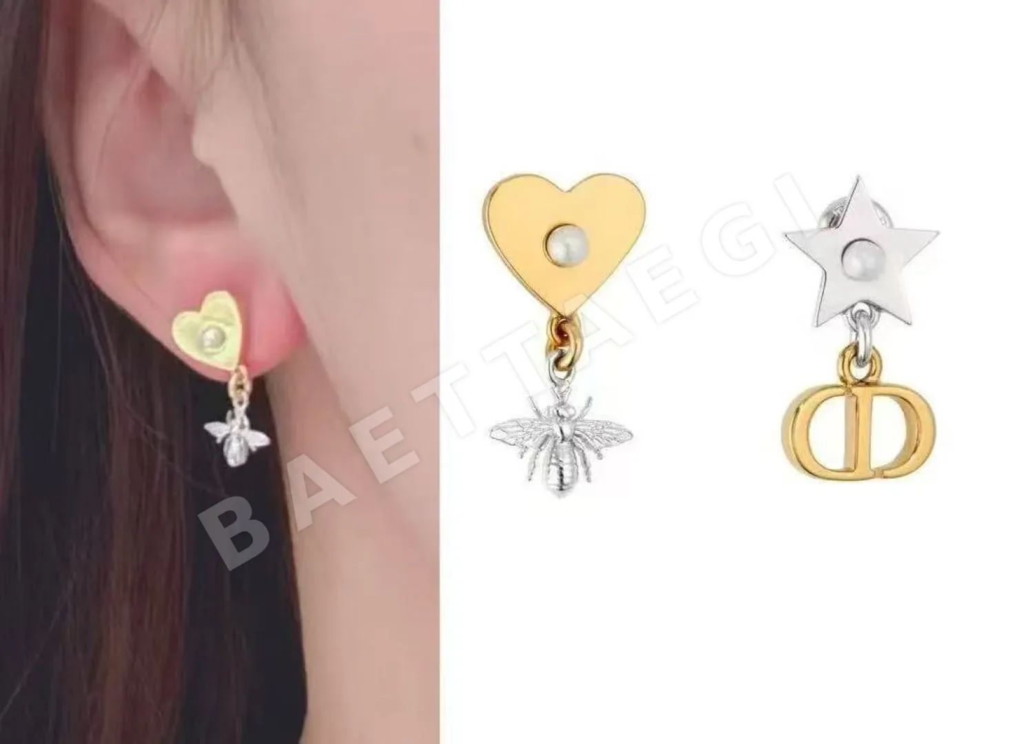 디올 메탈릭 레터링 귀걸이 133788