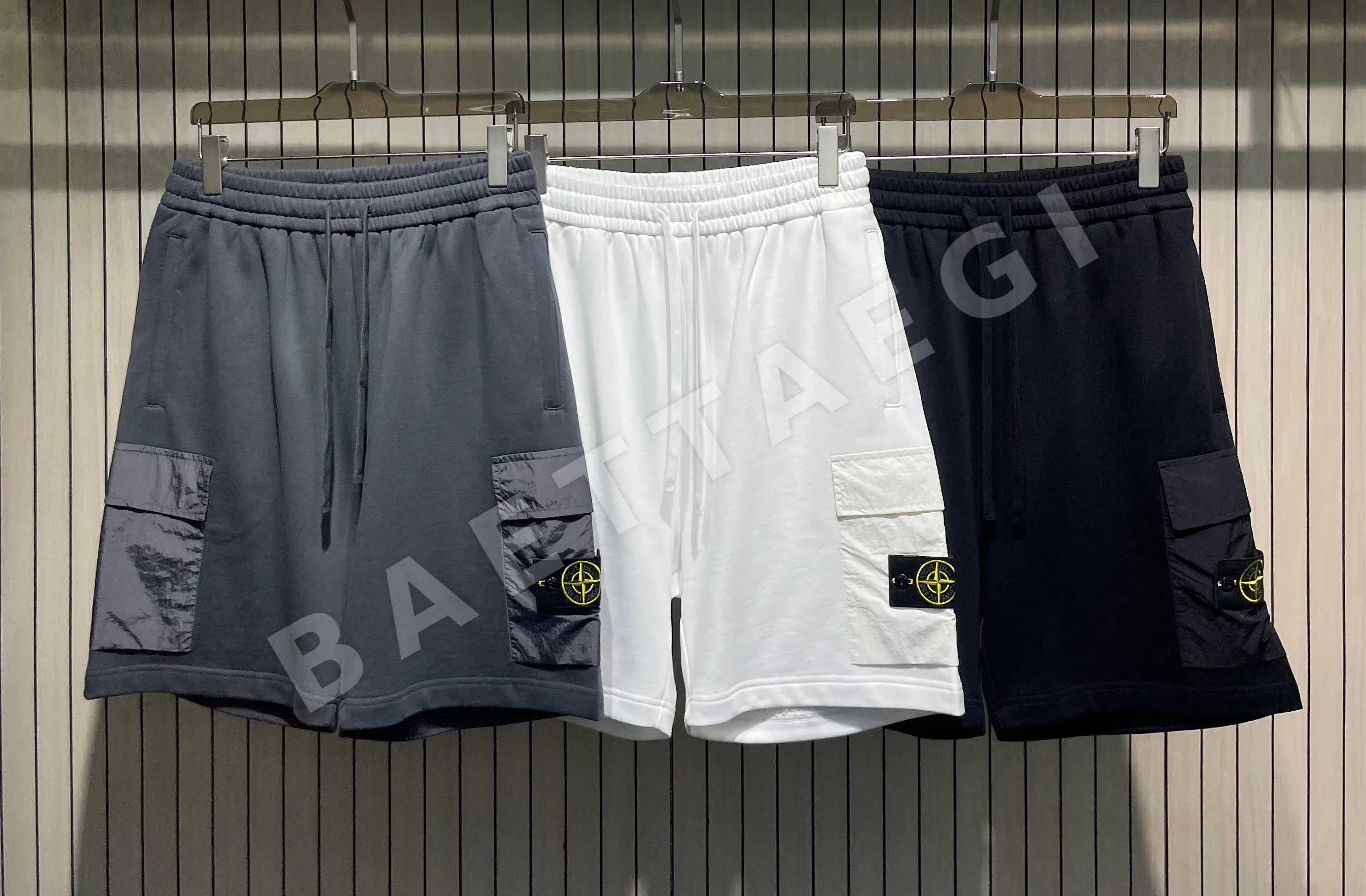 스톤아일랜드 남성 허리 밴딩 드로스트링 반바지 50909