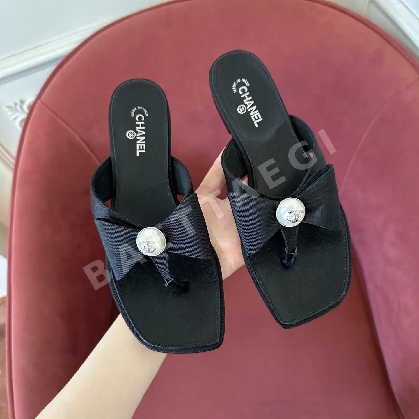 샤넬 샌들 여성 가죽 더블 C 로고 상세 이미지 8