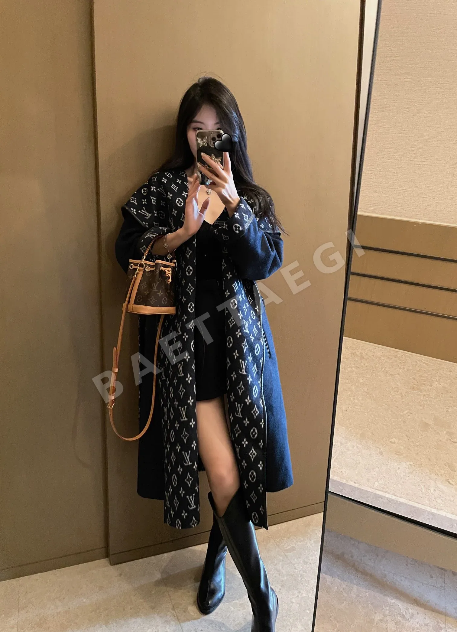 루이비통 캐시미어 오버사이즈 후드 코트 154127