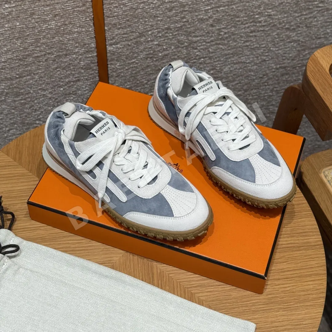 에르메스 제트 스니커즈 클라우드 그레이 샤모아 가죽 상세 이미지 4