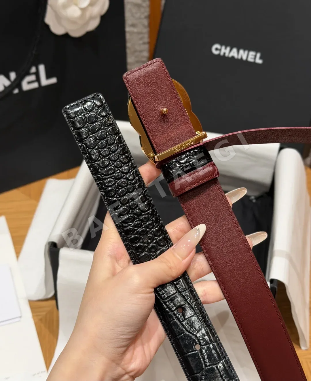 샤넬 악어가죽 양면 레더 벨트 상세 이미지 8