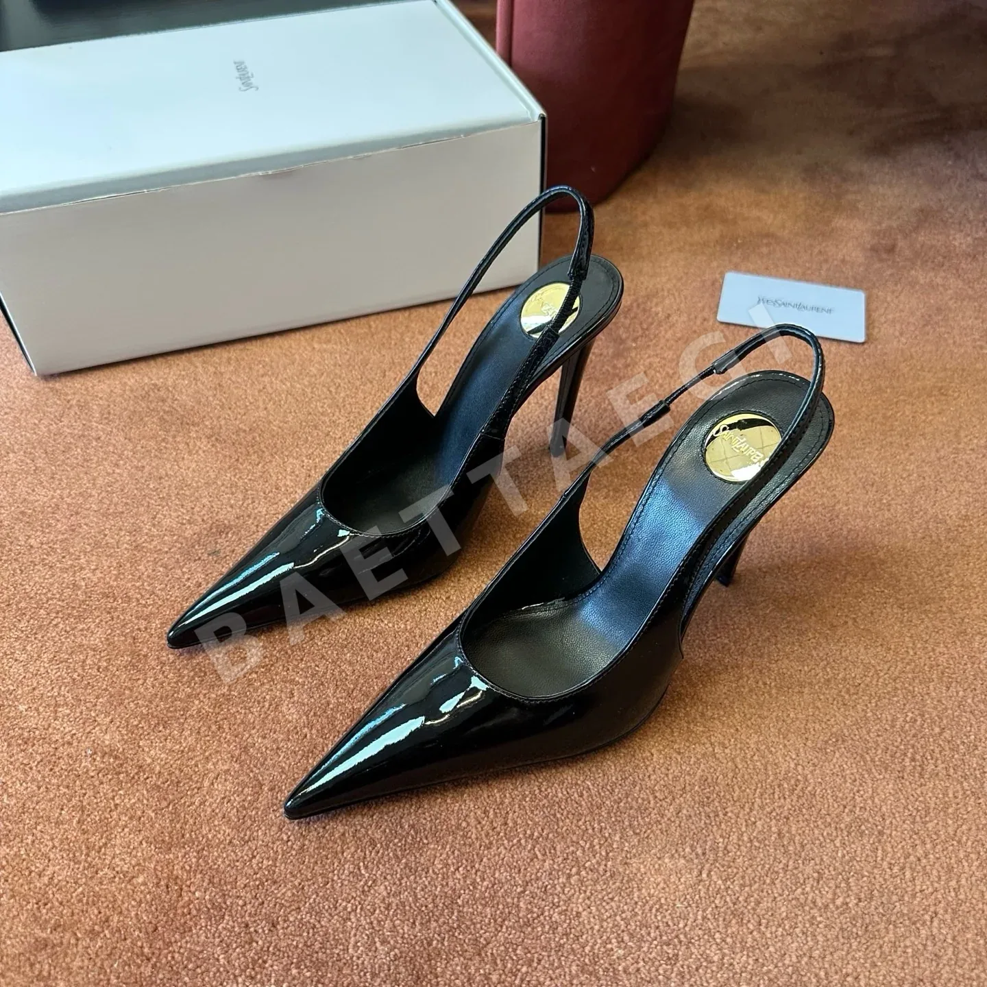 생로랑 힐 여성 가죽 포인티드 토 상세 이미지 2