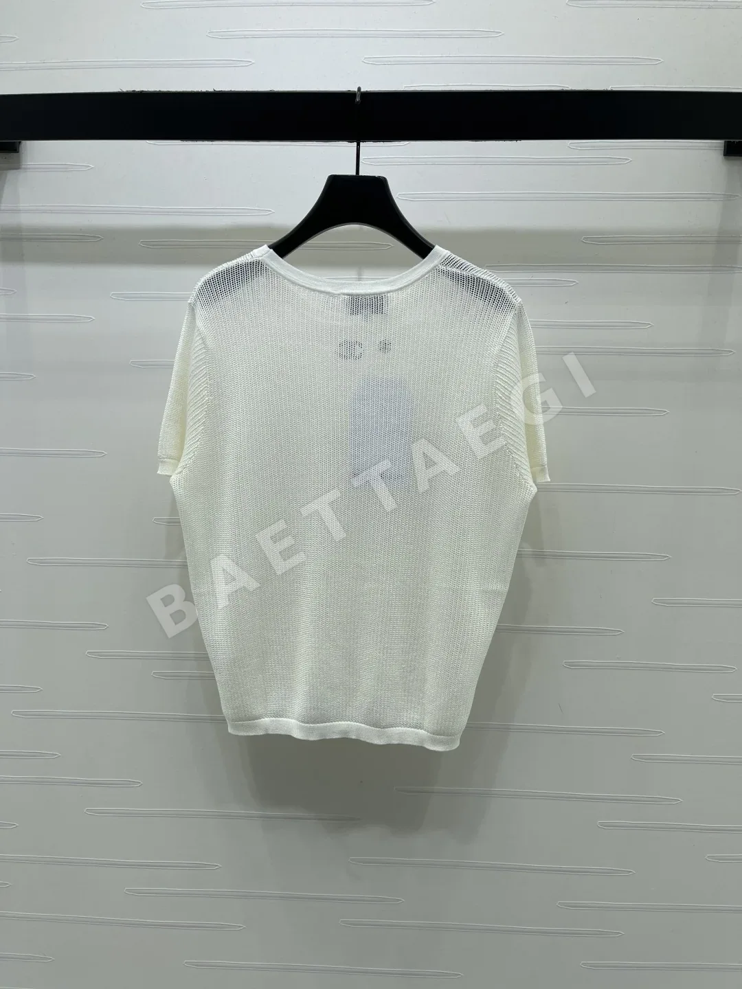 샤넬 여성 크루넥 시스루 반팔 탑 상세 이미지 8