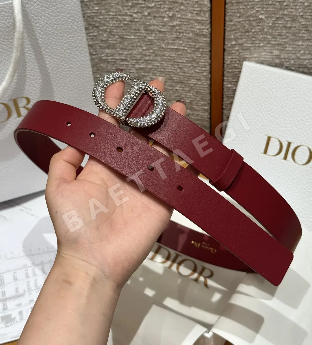 디올 은장 CD 버클 소가죽 여성 벨트 상세 이미지 4