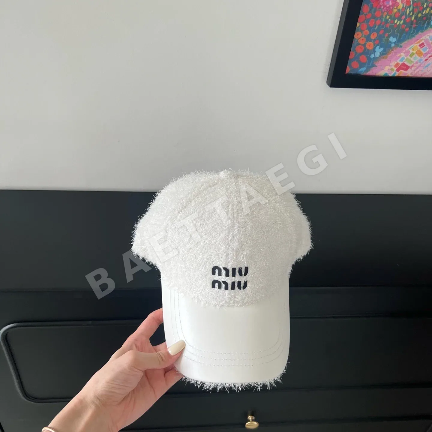 미우미우 패치워크 플러시 베이스볼캡 상세 이미지 8