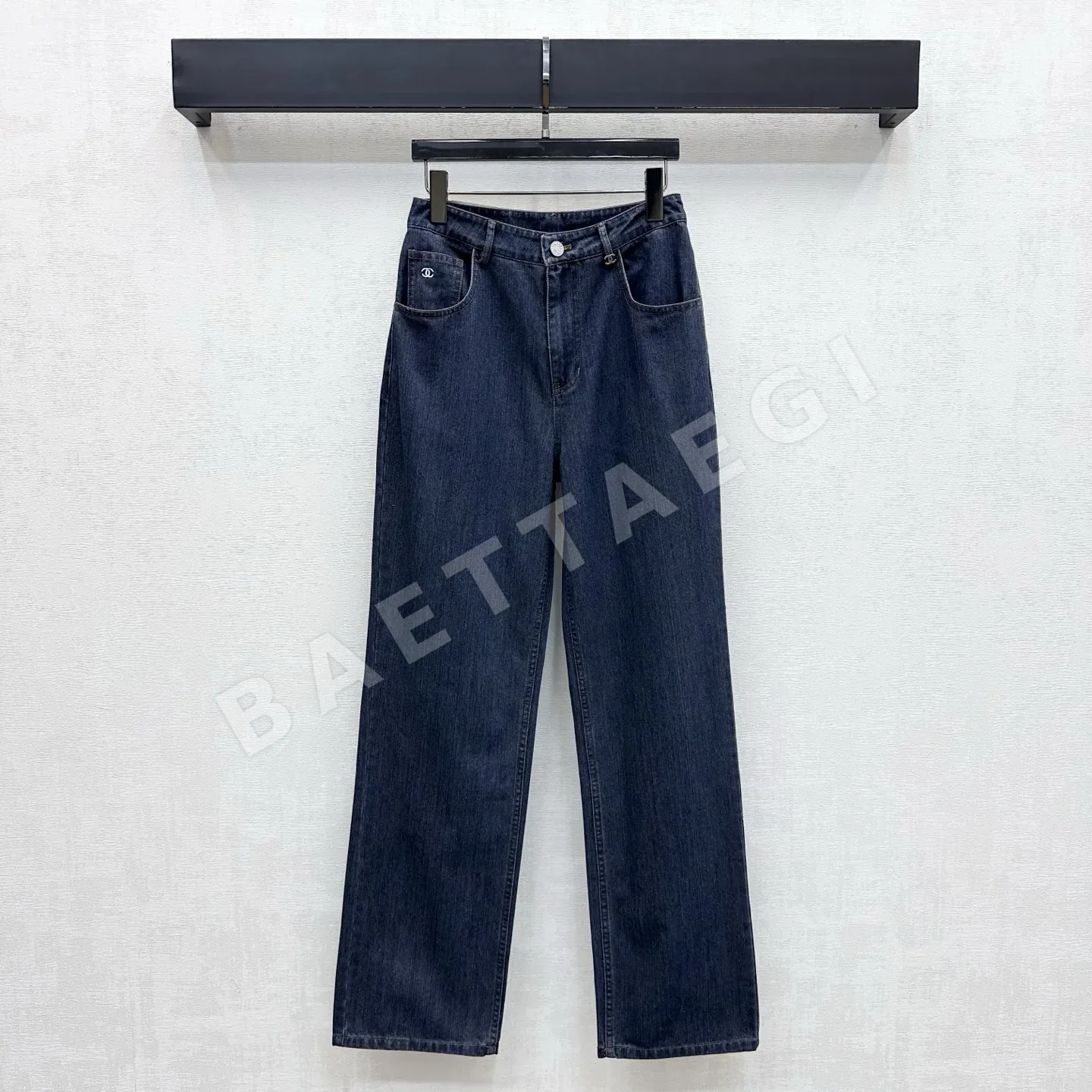 샤넬 자수 스트레이트 레그 데님 바지 186403