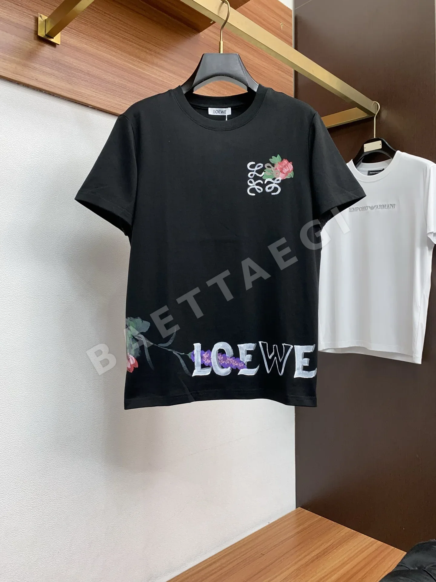 로에베 크루넥 코튼 반팔 티셔츠 48369
