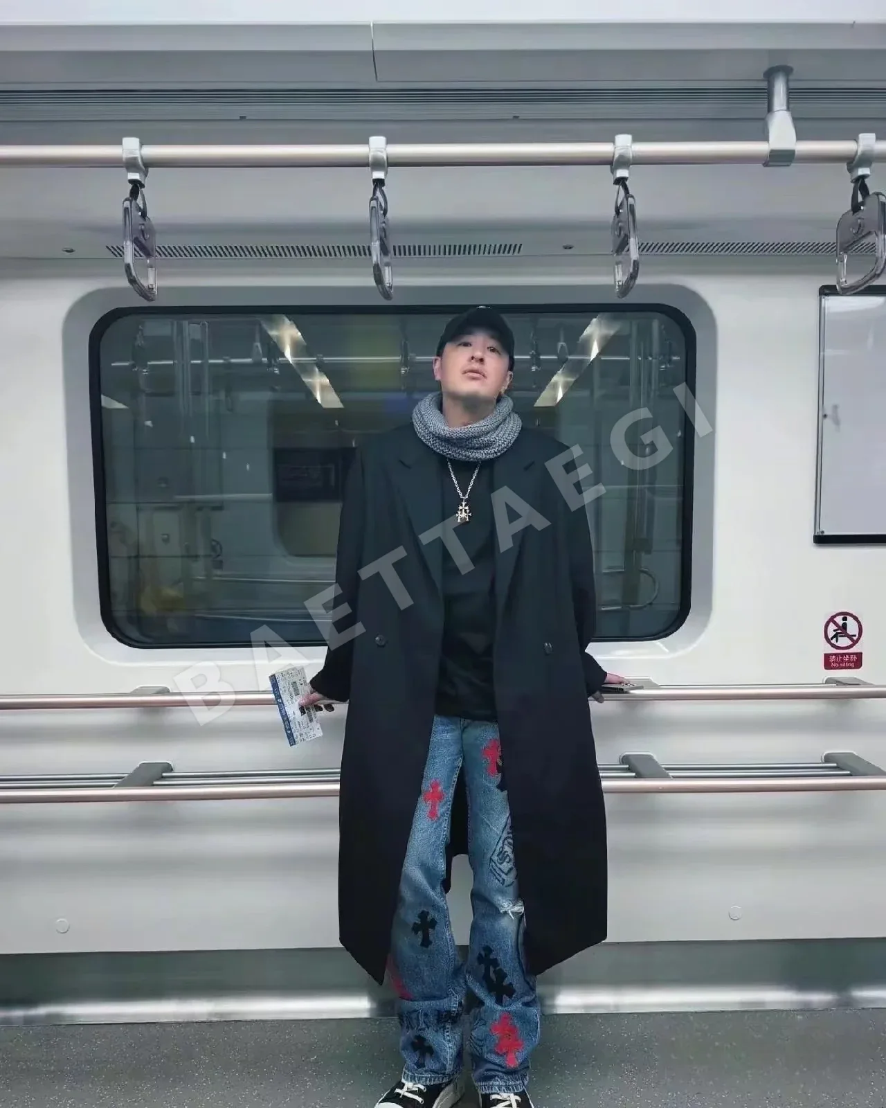 크롬하츠 블루 스프레이 페인트 남성 바지 162798