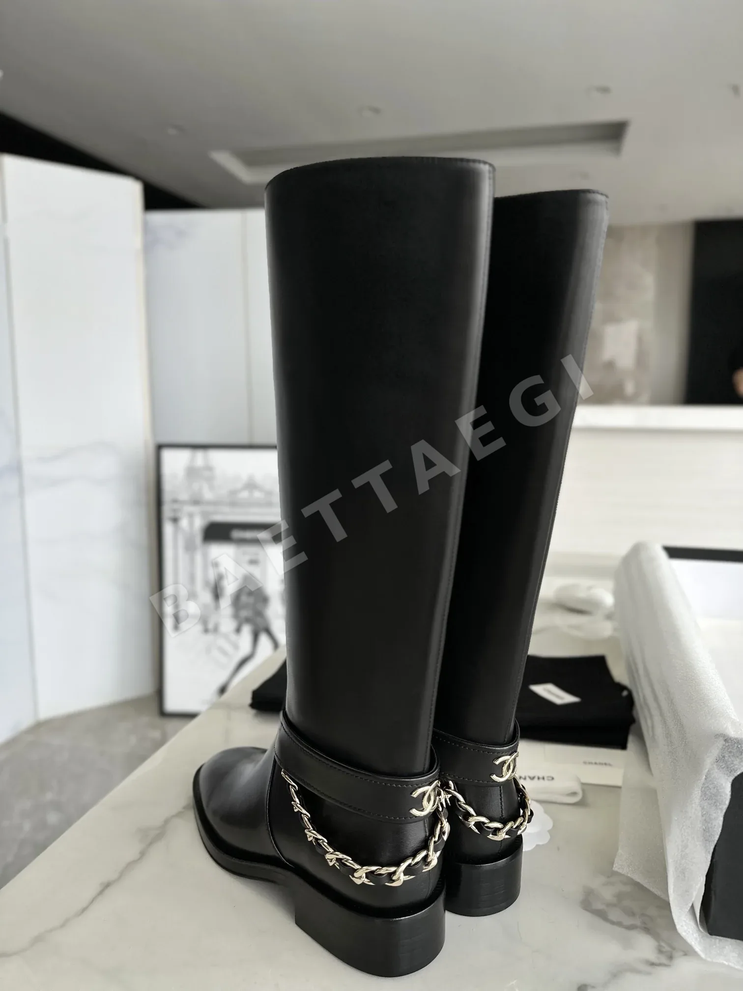 샤넬 가죽 체인 라이더 부츠 3138 상세 이미지 8